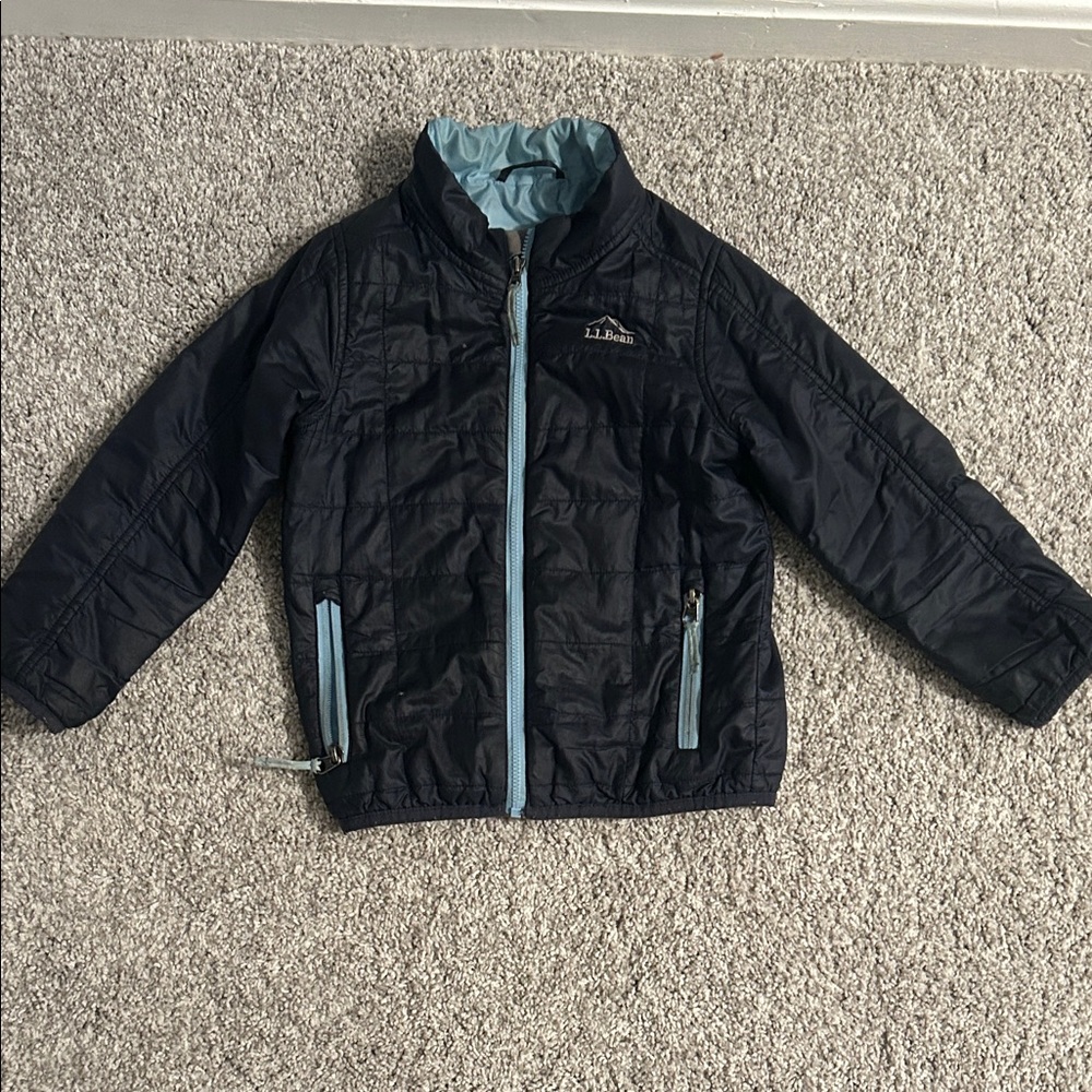 L.L. Bean Kids Navy Puffer with Light Blue Trim